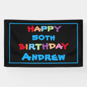 Kleurrijke Leuke Aangepaste Jaar Naam Datum Gelukk Spandoek (Horizontaal)