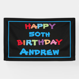 Kleurrijke Leuke Aangepaste Jaar Naam Datum Gelukk Spandoek