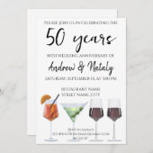 Kleurrijke leuke cocktails uitnodiging (Voorkant / Achterkant)