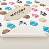 Kleurrijke Leuke Cupcakes Patroon Monogram Sherpa Deken (3/4)