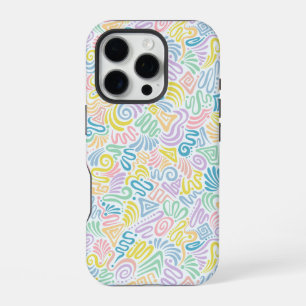 Kleurrijke leuke doodle telefoonhoesje iPhone 16 pro hoesje