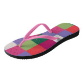 Kleurrijke leuke gebreide patchwork pleinen retro teenslippers (Schuin)