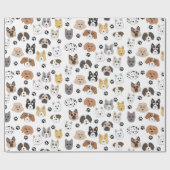 Kleurrijke Leuke Grappige Honden & Hond Paw Patroo Cadeaupapier (Vlak)