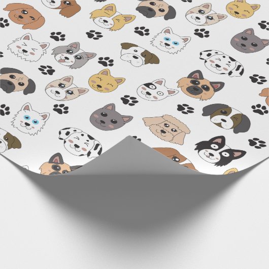 Kleurrijke Leuke Grappige Honden & Hond Paw Patroo Cadeaupapier (Hoek)