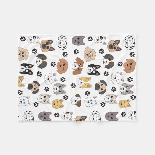 Kleurrijke Leuke Grappige Honden & Hond Paw Patroo Fleece Deken (Voorkant (Horizontaal))