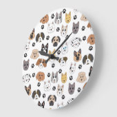 Kleurrijke Leuke Grappige Honden & Hond Paw Patroo Grote Klok (Hoek)