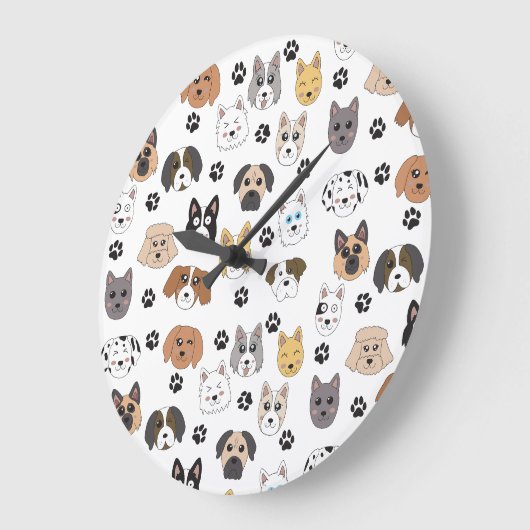 Kleurrijke Leuke Grappige Honden & Hond Paw Patroo Grote Klok (Hoek)