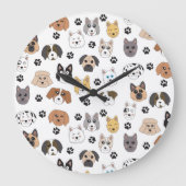 Kleurrijke Leuke Grappige Honden & Hond Paw Patroo Grote Klok (Voorkant)