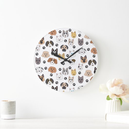 Kleurrijke Leuke Grappige Honden & Hond Paw Patroo Grote Klok (Huis)
