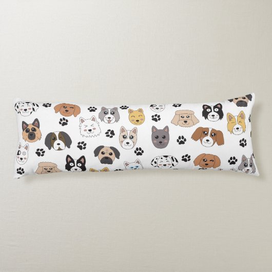 Kleurrijke Leuke Grappige Honden & Hond Paw Patroo Lichaamskussen (Achterkant)