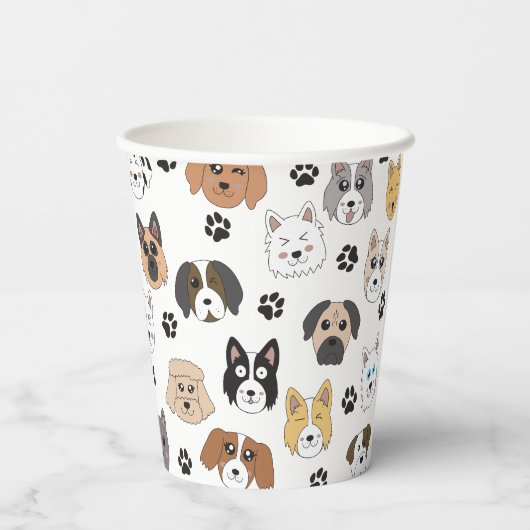 Kleurrijke Leuke Grappige Honden & Hond Paw Patroo Papieren Bekers (Achterkant)