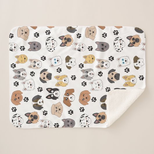Kleurrijke Leuke Grappige Honden & Hond Paw Patroo Sherpa Deken (Voorkant (horizontaal))