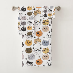 Kleurrijke Leuke Grappige Katten & Paw Patroon Bad Handdoek