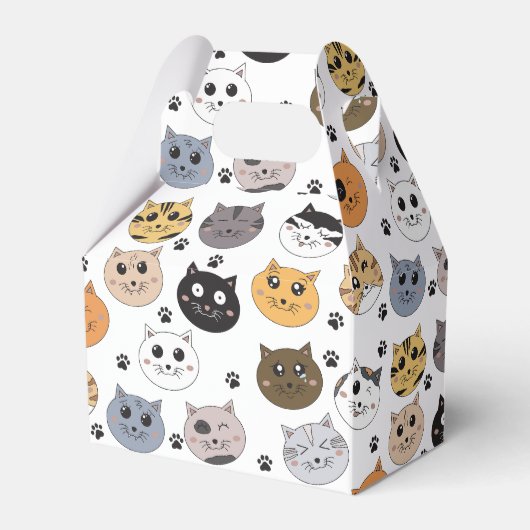 Kleurrijke Leuke Grappige Katten & Paw Patroon Bedankdoosjes (Voorkant Zijde)