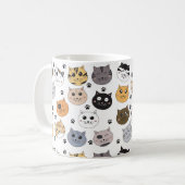 Kleurrijke Leuke Grappige Katten & Paw Patroon Koffiemok (Voorkant links)