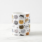 Kleurrijke Leuke Grappige Katten & Paw Patroon Koffiemok (Center)