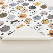 Kleurrijke Leuke Grappige Katten & Paw Patroon Sherpa Deken (3/4)