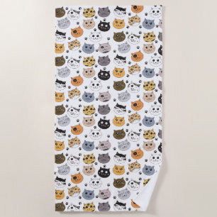 Kleurrijke Leuke Grappige Katten & Paw Patroon Strandlaken