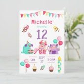 Kleurrijke Leuke Monster Verjaardag uitnodiging (Staand voorkant)