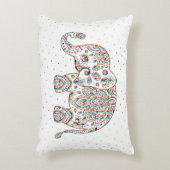 Kleurrijke Leuke Olifant Bloemen Paisley Accent Kussen (Voorkant(Verticaal))