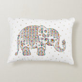 Kleurrijke Leuke Olifant Bloemen Paisley Accent Kussen (Achterkant)