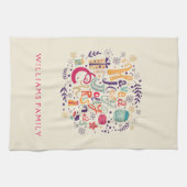 Kleurrijke Leuke Retro Holly Jolly Kerstmis Theedoek (Horizontaal)