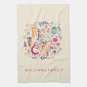 Kleurrijke Leuke Retro Holly Jolly Kerstmis Theedoek (Verticaal)