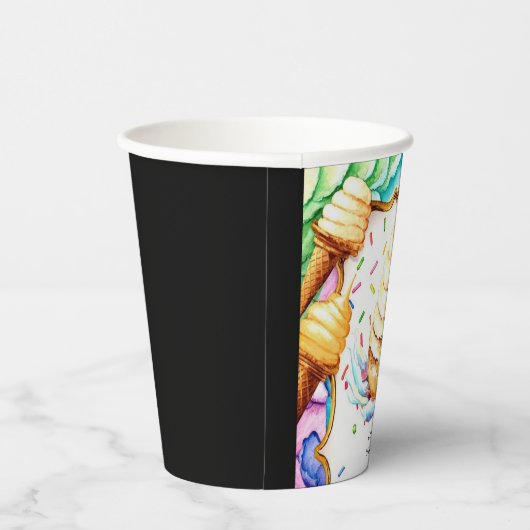 Kleurrijke Leuke Schep Ijs Verjaardag Papieren Bekers (Rechts)
