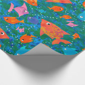 Kleurrijke Leuke Vis in het Zee Verpakkingsdocumen Cadeaupapier (Hoek)