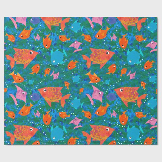Kleurrijke Leuke Vis in het Zee Verpakkingsdocumen Cadeaupapier (Vlak)
