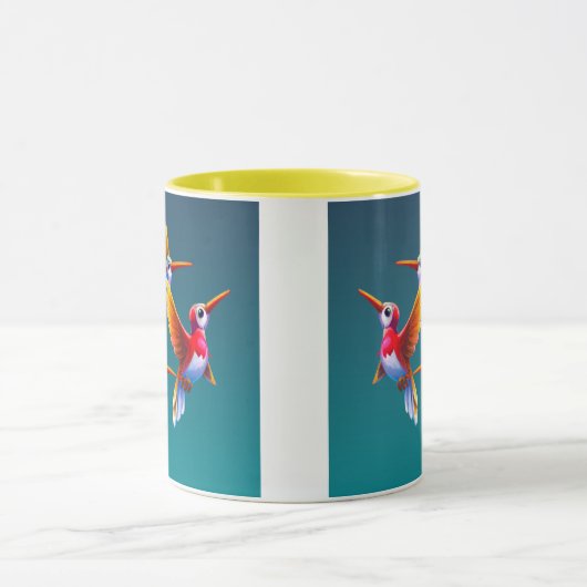 Kleurrijke levende vogels in de vlucht mok (Midden)