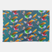 Kleurrijke levende vogels in de vlucht theedoek (Horizontaal)