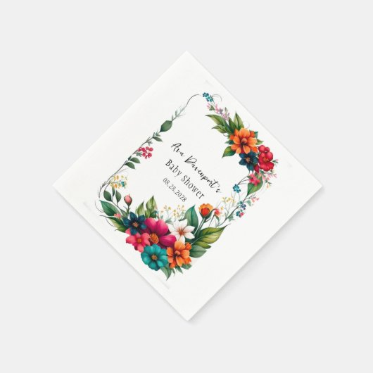 Kleurrijke levendige bloemen Baby in bloesemdouche Servet (Hoek)