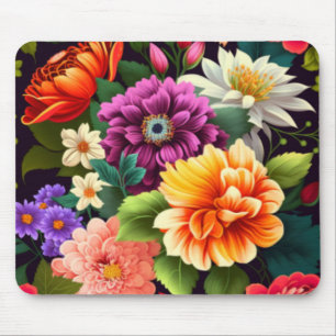 Kleurrijke levendige bloemen muismat