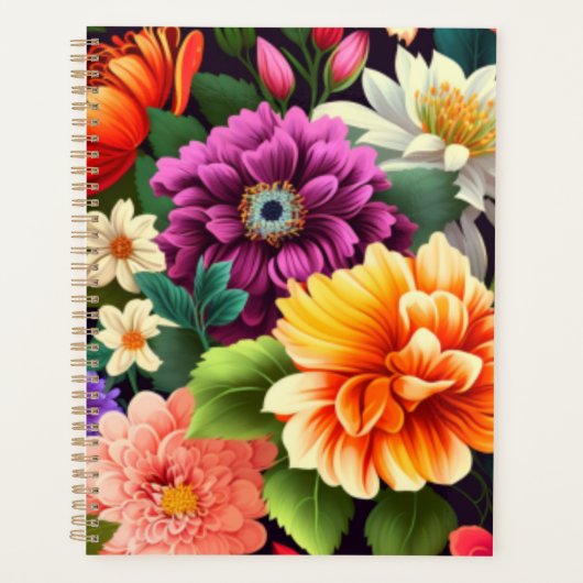 Kleurrijke levendige bloemen planner (Voorkant)