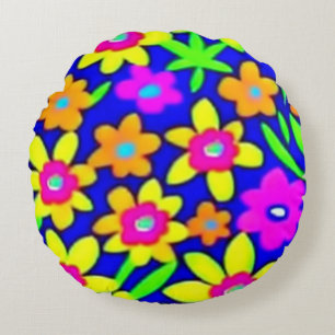 Kleurrijke levendige bloemen rond kussen