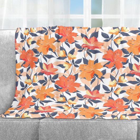 Kleurrijke levendige bloemenprint fleece deken