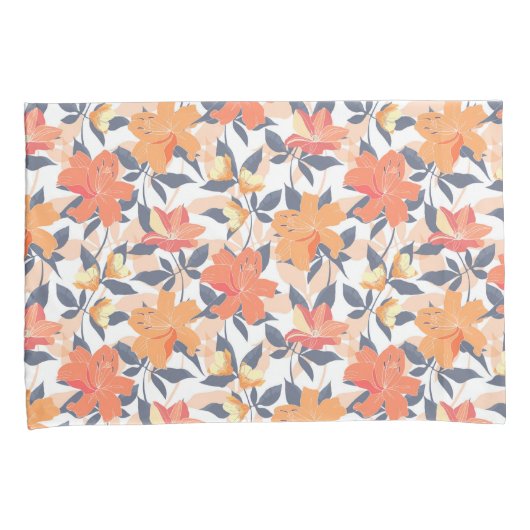 Kleurrijke levendige bloemenprint kussensloop (Voorkant-Rechts)