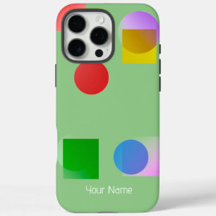 Kleurrijke levendige cirkels en pleinen, Sage Gree iPhone 16 Pro Max Hoesje