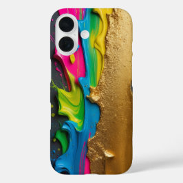 Kleurrijke levendige kunst iPhone 16 hoesje