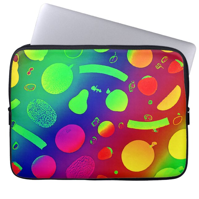 Kleurrijke Levendige Neon Fruits Pattern Art Laptop Sleeve (Voorkant)
