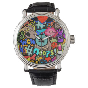Kleurrijke levendige Pop-art Horloge