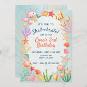 Kleurrijke levendige Shell Ocean Birthday uitnodig Kaart (Voorkant / Achterkant)