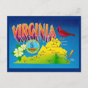 Kleurrijke Levensechte Virginia Kaart Ansichtkaart