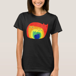 Kleurrijke LGBT Kat Gay Pride Regenboog Vlag Kitte T-shirt