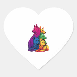 Kleurrijke LGBT Pride Duitse Herder Hondenstapel Hart Sticker