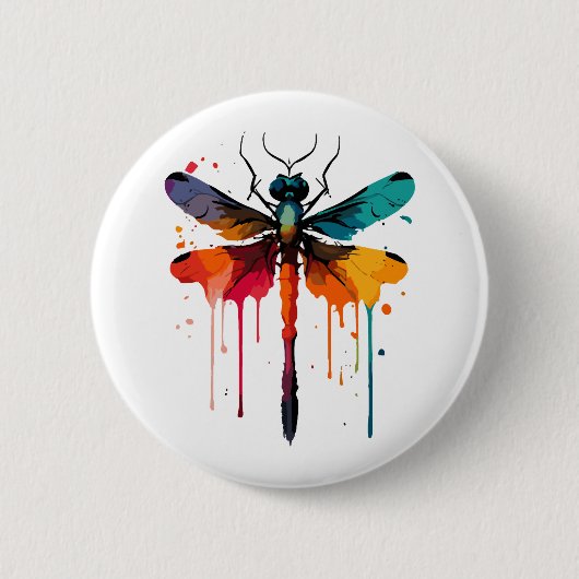 kleurrijke libel ronde button 5,7 cm (Voorkant)