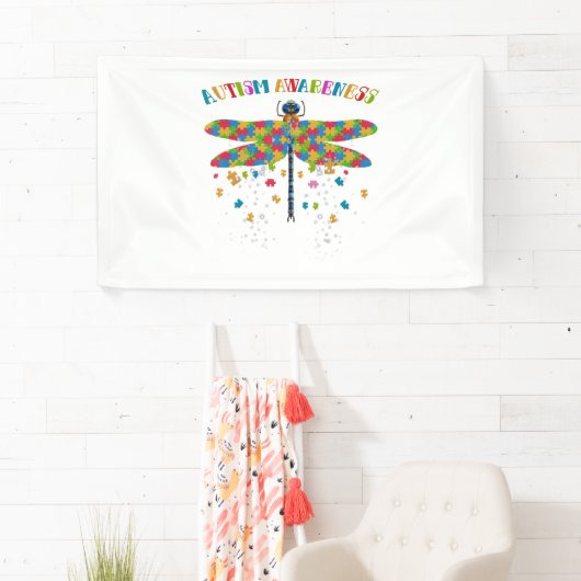 Kleurrijke libel voor Autisme Awareness Day Spandoek (Insitu)