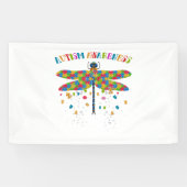 Kleurrijke libel voor Autisme Awareness Day Spandoek (Horizontaal)