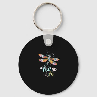 Kleurrijke libelle Verpleegster leven T-shirt (1) Sleutelhanger